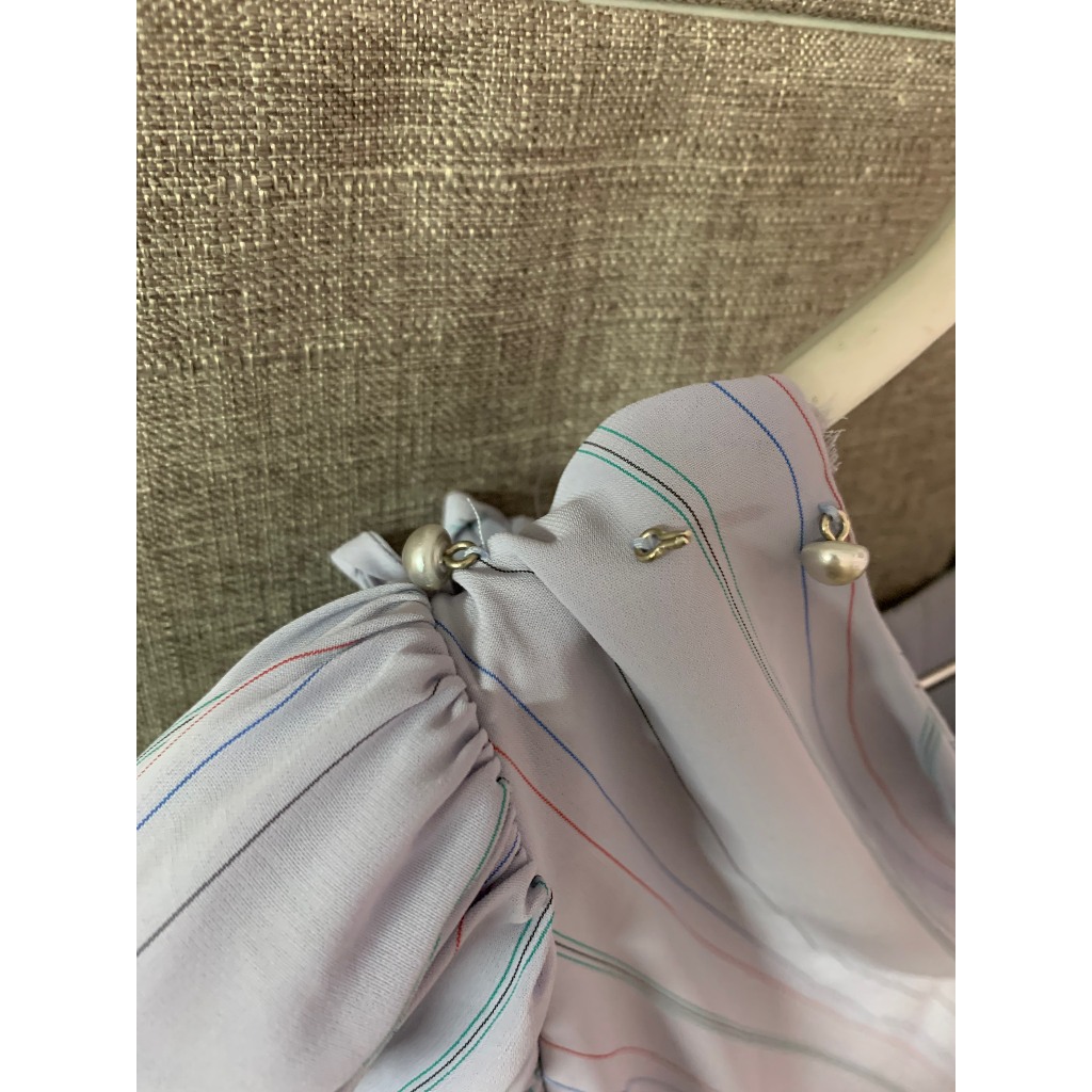 PASS - Váy liền kẻ xòe eo chun