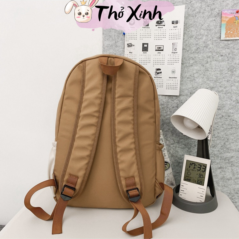 Balo nam nữ unisex đi học đi chơi cá tính phong cách thể thao thời trang hàn quốc hai màu sọc chéo nhiều ngăn TX35