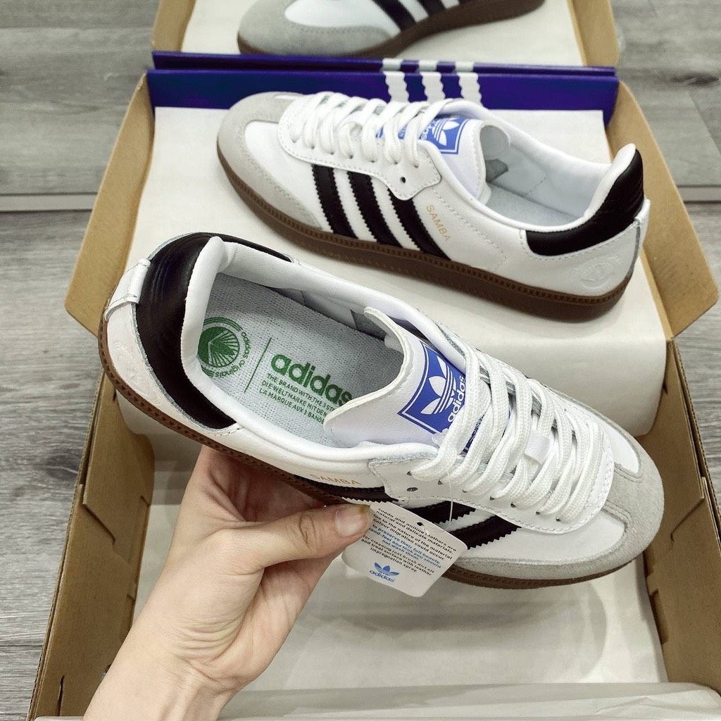 Giày _Adiadas Samba OG Black White Vegan Classic , Giày _Adidas Samba Da Lộn Đế Nâu Chuẩn S.Cấp Nam Nữ Full Box.