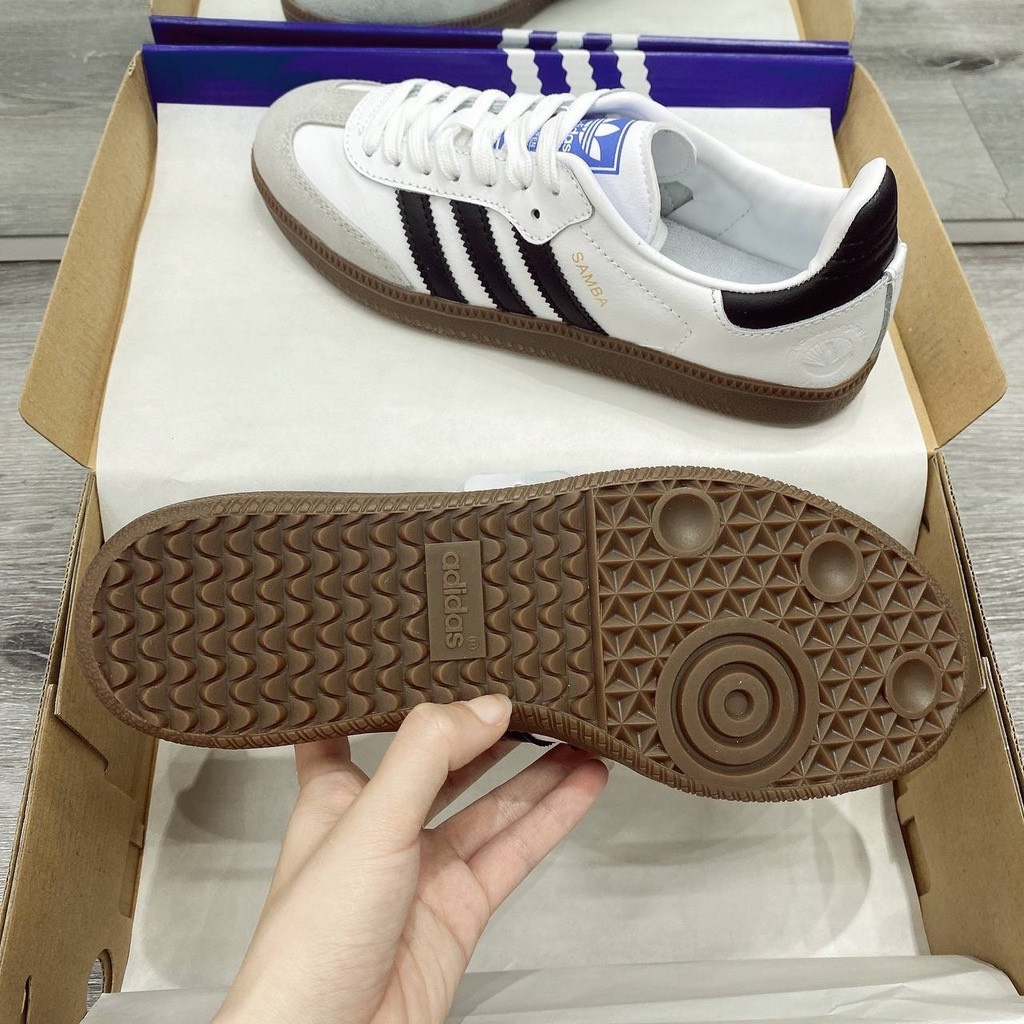 Giày _Adiadas Samba OG Black White Vegan Classic , Giày _Adidas Samba Da Lộn Đế Nâu Chuẩn S.Cấp Nam Nữ Full Box.
