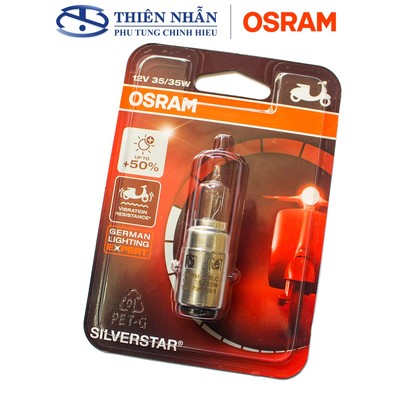 Bóng đèn HALOGEN OSRAM xe SCR 110, Attila cũ, Stream, Today, Shark 125/150 Tăng Sáng 150% 62327SVS 35W