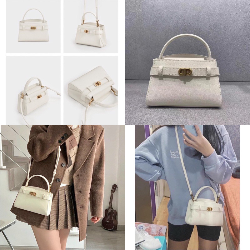 Túi xách khoá xoay khuy ngang size 19 Da PU