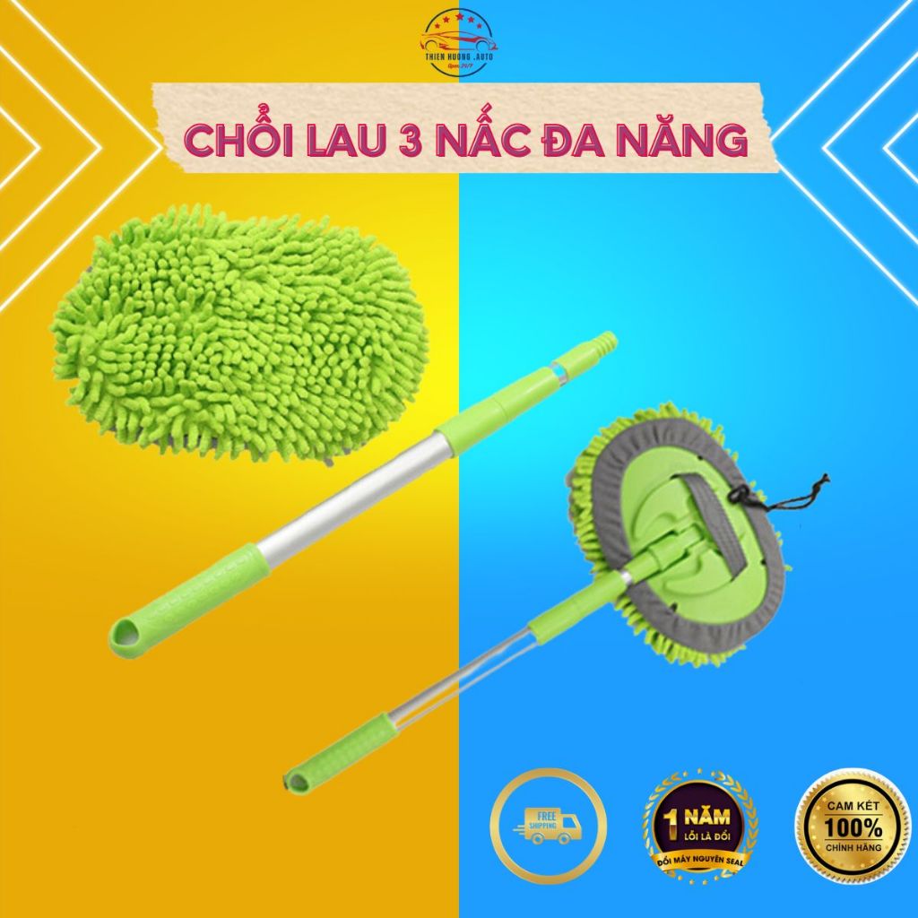 Chổi Lau Xe Ô Tô Đa Năng - Chổi Rửa Xe Ô Tô Kéo Dài 3 Nấc Chuyên Dụng ( Có Bán Lẻ Miếng Lau )