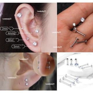 Khuyên titan đá tròn nhiều size đeo cằm , tai, môi, ngực chân dẹt