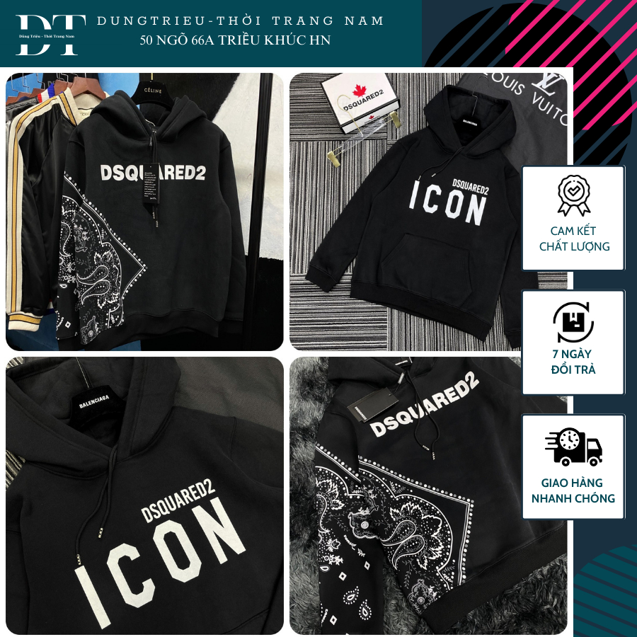 Áo Nỉ Nam Dài Tay DSQ Loang Siêu Đẹp - Áo Thun Dài Tay Nam Icon Chất Loang Cực Xịn