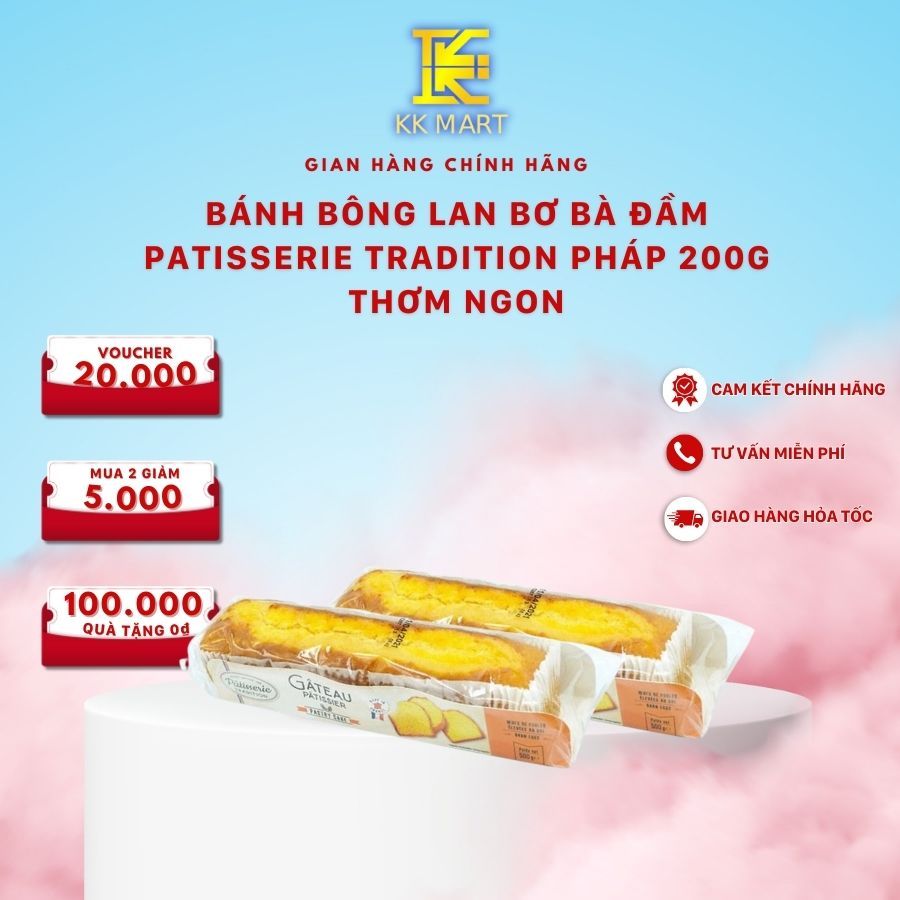 Bánh Bông Lan Bơ Pâtisserie Tradition Pháp 500g, Bánh Bà Đầm Pháp To 500g