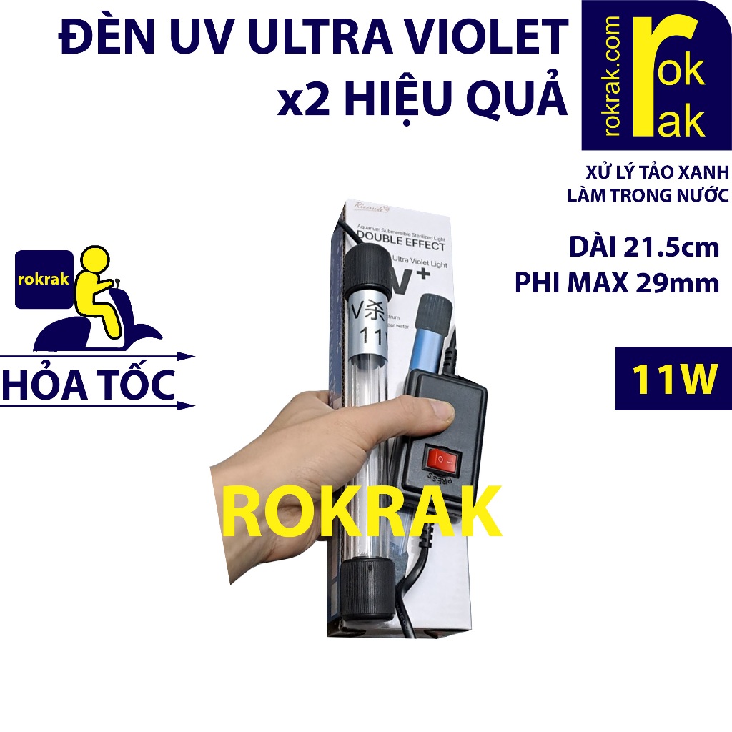 Đèn UV Ultra Violet Hiệu quả gấp 2 (Mini 3-5-7 -11-13W) Riverside loại bỏ tảo xanh làm trong nước