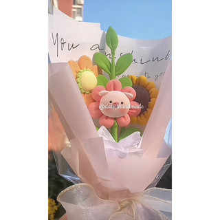 Bó hoa đất sét heo hồng cute