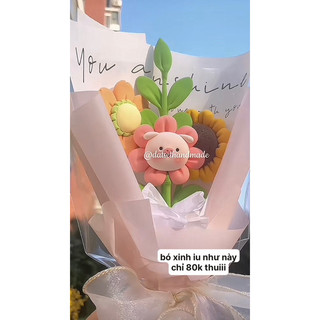 Bó hoa đất sét heo hồng cute ( nhận nặn theo yêu cầu )