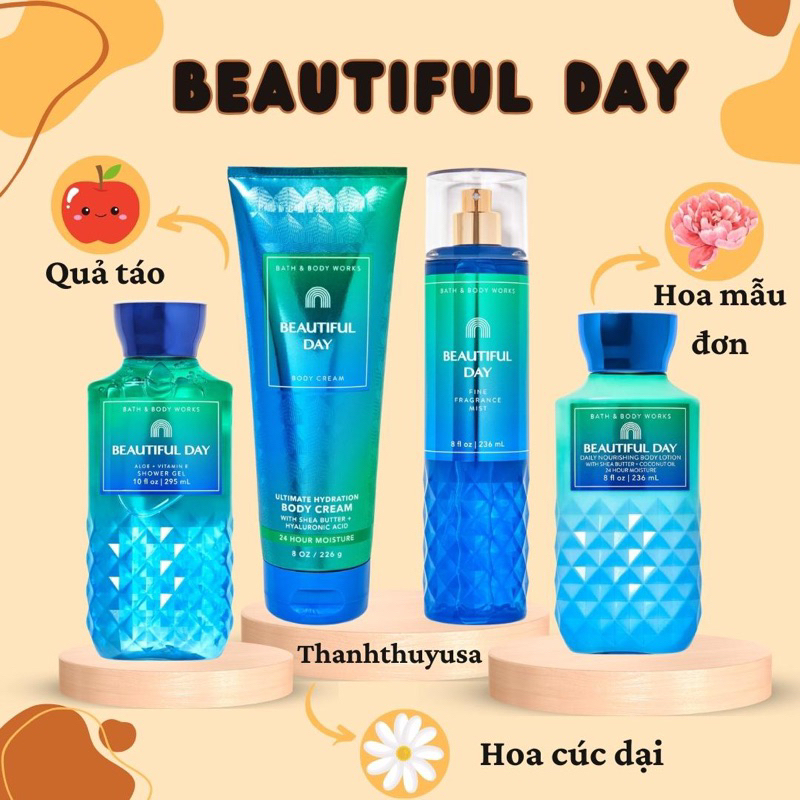 Bộ Sản Phẩm Sữa Tắm - Lotion - Body Mist Xịt Thơm Toàn Thân Hương Nước Hoa Bath & Body Works