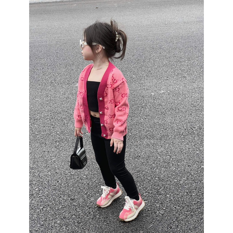 Áo Khoác cardigan Dệt Kim Tay Dài Phối Nhung Kiểu Hàn Quốc Thời Trang Cho Bé Gái quần áo trẻ em