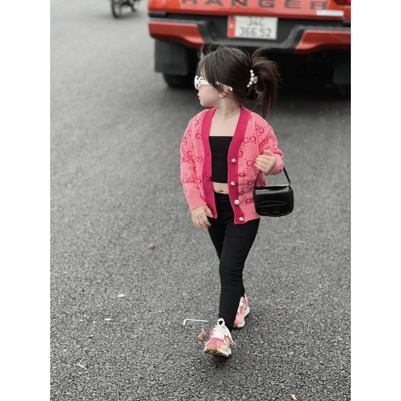 Áo Khoác cardigan Dệt Kim Tay Dài Phối Nhung Kiểu Hàn Quốc Thời Trang Cho Bé Gái quần áo trẻ em