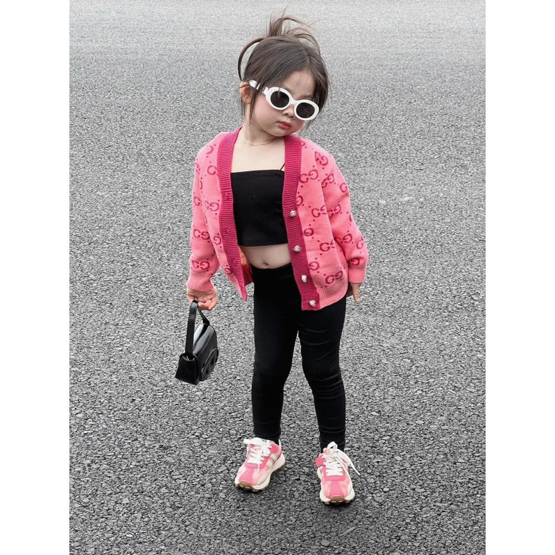 Áo Khoác cardigan Dệt Kim Tay Dài Phối Nhung Kiểu Hàn Quốc Thời Trang Cho Bé Gái quần áo trẻ em