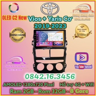 Màn hình Android OLED C2 New Theo Xe VIOS + Yaris 2019 - 2023, 9 inch ĐIỀU HOÀ CƠ kèm dưỡng và jack nguồn zin