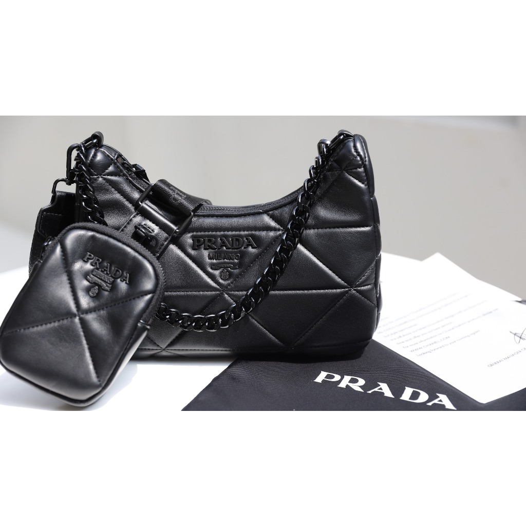 TÚI PRADA MULTI TAG ĐEN SZ25