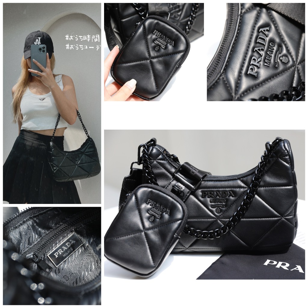 TÚI PRADA MULTI TAG ĐEN SZ25