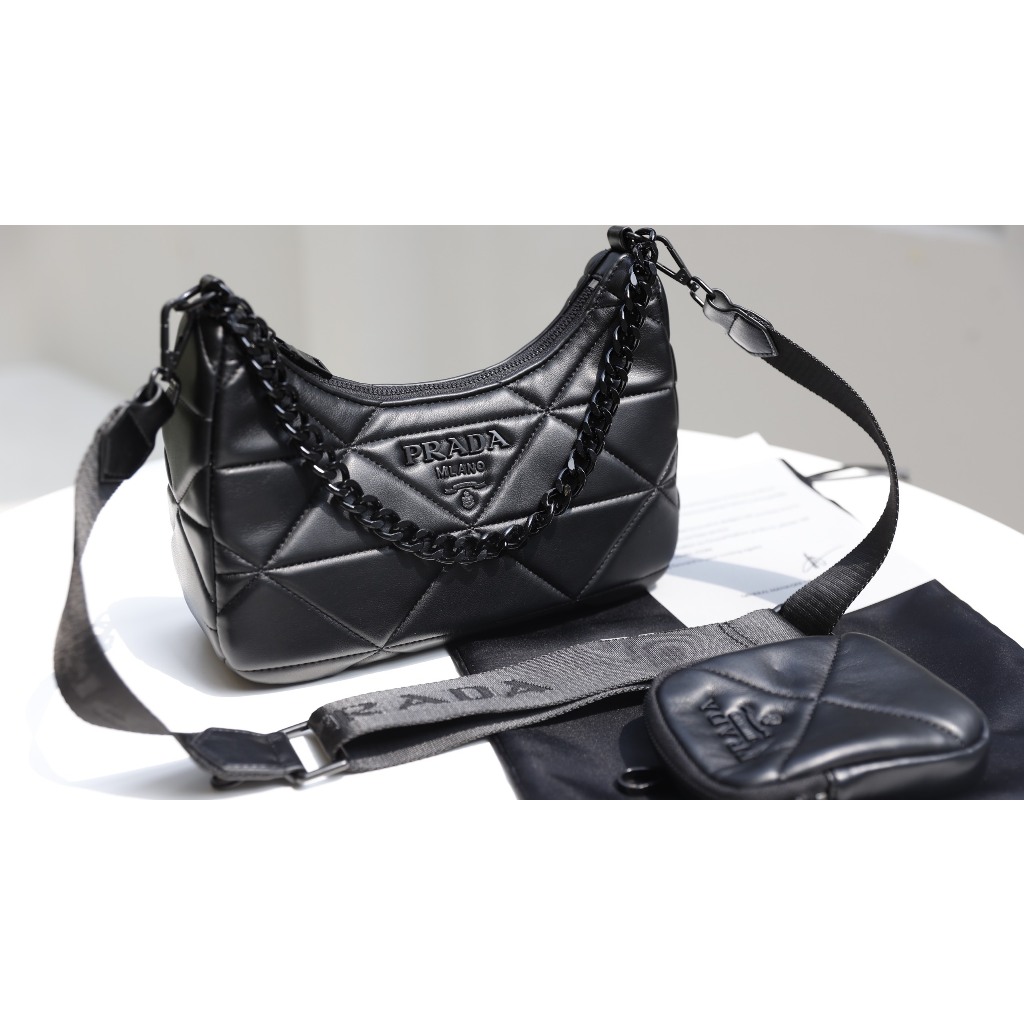 TÚI PRADA MULTI TAG ĐEN SZ25