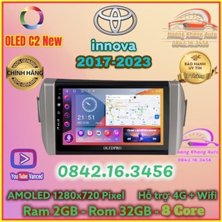 Màn hình Android OLED C2 New Theo Xe innova 2017 - 2023, 9 inch KÈM dưỡng và jack nguồn zin theo xe