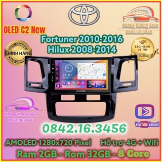 Màn hình Android OLED C2 New theo xe Fortuner 2010_2016 + Hilux 2008_2014 kèm dưỡng 9 inch điều hoà tự động