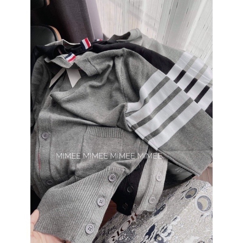Áo Cardigan Thome Browe Chất Nhung Tăm - Áo Cardigan Phối Hoạ Tiết 4 Sọc Cực Đẹp
