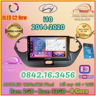 Màn hình Android OLED C2 New Theo Xe HUYNDAI i10 2014-2020, 9 inch kèm dưỡng và jack zin