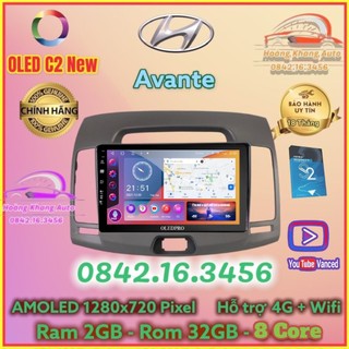 Màn hình Android OLED C2 New Theo Xe AVANTE 9 inch kèm dưỡng và jack zin
