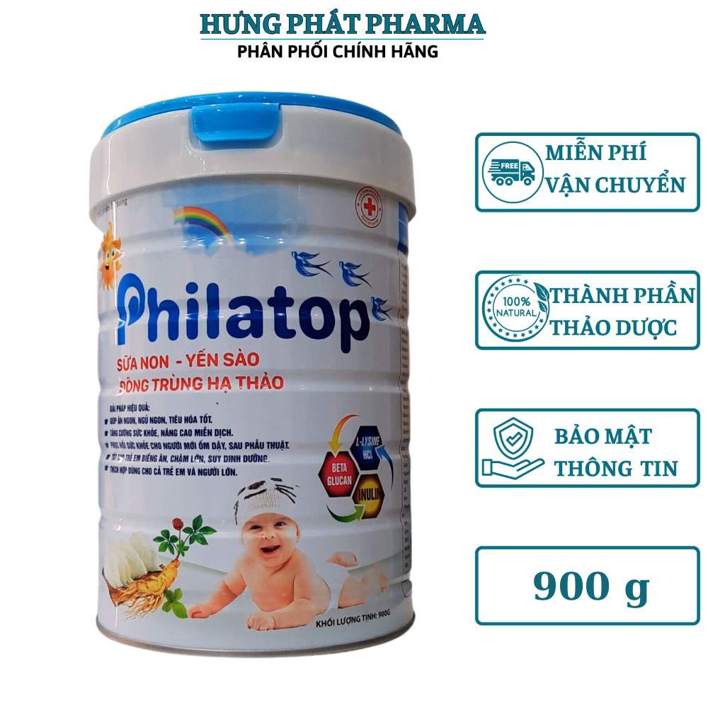 Sữa non Philatop yến sào, đông trùng hạ thảo hộp 900g