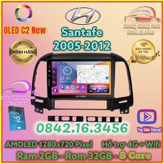 Màn hình Android OLED C2 New theo xe Santafe 2005 - 2012, 9 inch Kèm dưỡng và jack nguồn zin theo xe