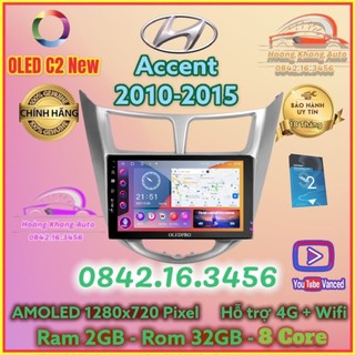 Màn hình Android OLED C2 New Theo Xe ACCENT 2010 - 2015, 9 inch kèm dưỡng và jack nguồn zin