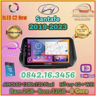 Màn hình Android OLED C2 New Theo Xe SANTAFE 2019 - 2023, 10 inch kèm dưỡng và jack zin