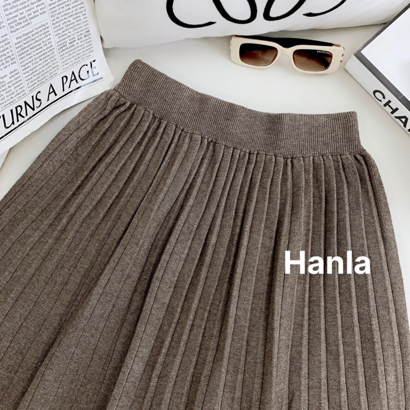 Chân váy len dập ly, Chân váy dập ly hàng QC