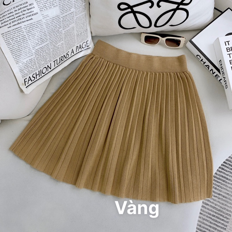 Chân váy len dập ly, Chân váy dập ly hàng QC