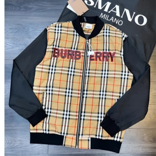 Áo Khoác Bomber BBR Nam Nữ Chữ Burberry In Nhiệt Cực Nét - Áo Khoác Phối Sọc Caro Kẻ Form Dáng Boy Phố Siêu Hottrend2023