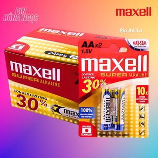 Hộp 24 viên pin aa , pin aaa maxell super alkaline 1,5v siêu bền bỉ - hàng chính hãng