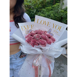 bó hoa nhũ kim tuyến nude xinh yêu