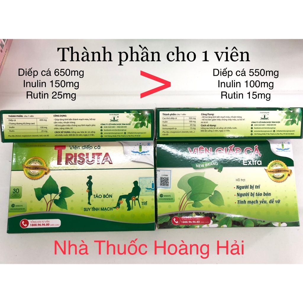 VIÊN GIẤP CÁ TRISUTA Hộp 30v