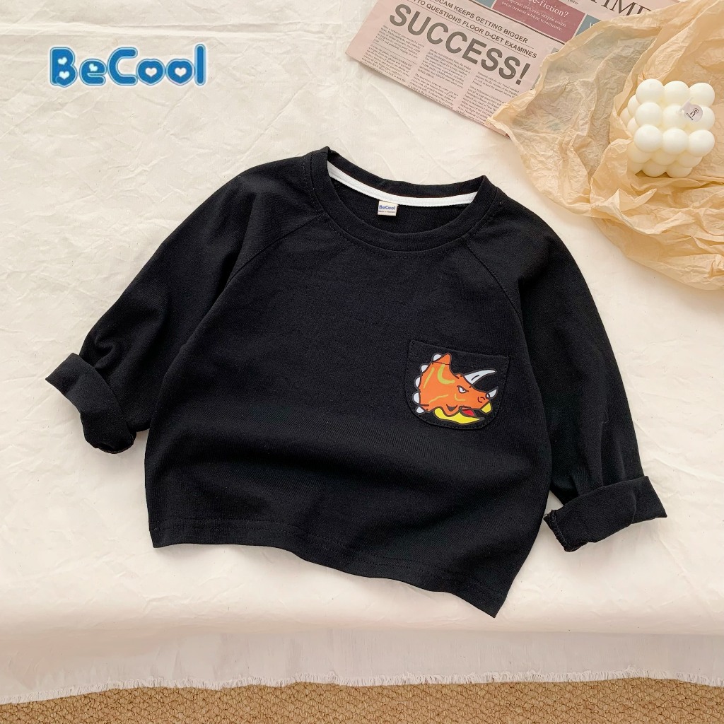 Áo Giữ Nhiệt Túi Khủng Long Cho Bé Chất Cotton Khô Cao Cấp BeCool, Áo Dài Tay Cho Bé Từ 9-27kg MOOBABY SHOP