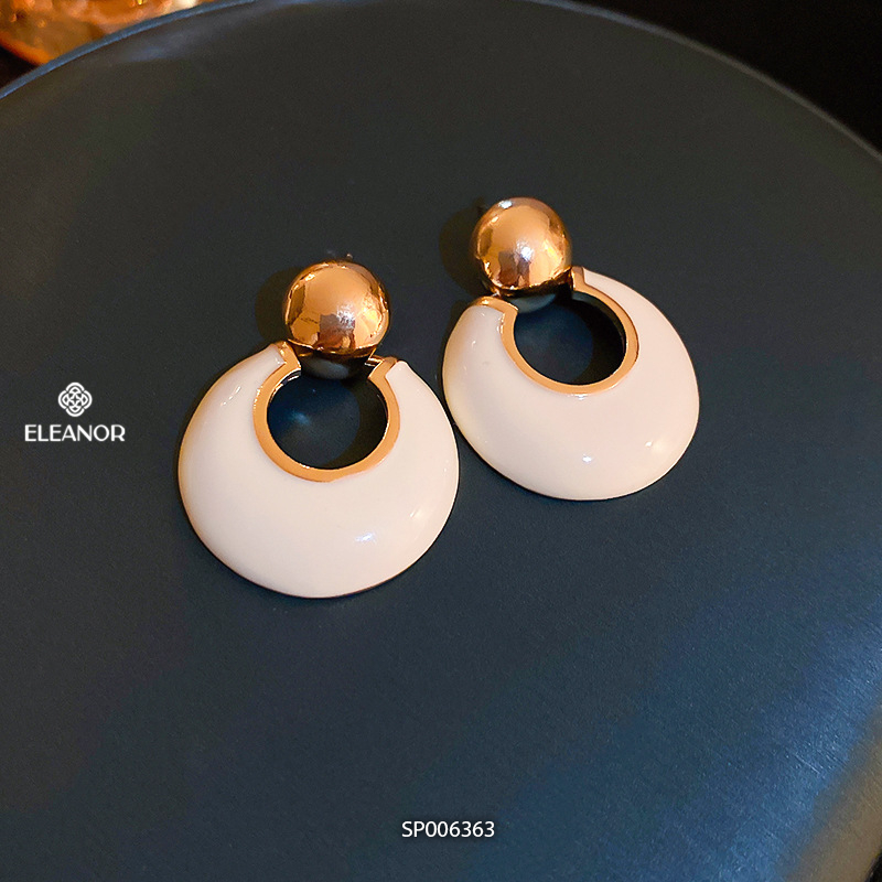 Bông tai nữ chuôi bạc 925 Eleanor Accessories dáng tròn phụ kiện trang sức 6363