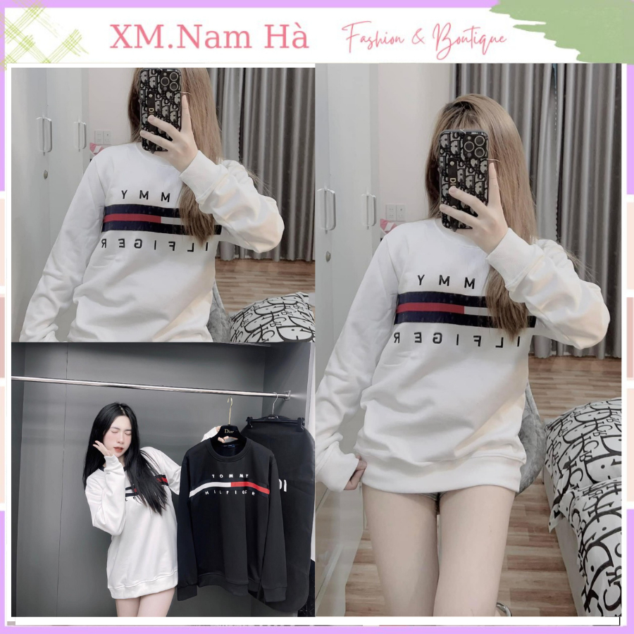 Áo thun nỉ dài tay sweater đẹp, áo phông form dáng rộng hạo tiết tôm hothit