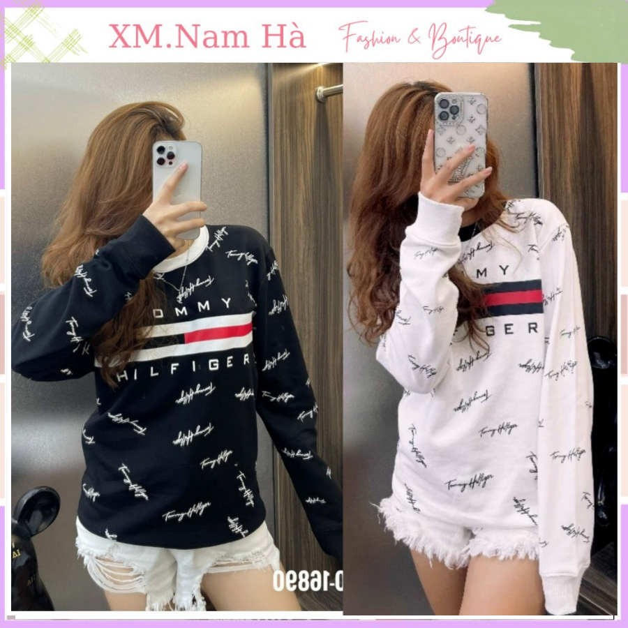 Áo thun nỉ dài tay sweater đẹp, áo phông form dáng rộng hạo tiết tôm hothit