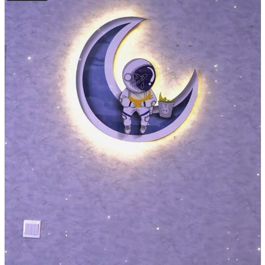 Tranh Tráng Gương Phi Hành Gia trên mặt trăng,tích hợp đèn LED có điều khiển từ xa /Trang Trí Phòng /Làm Quà Tặng/Q1