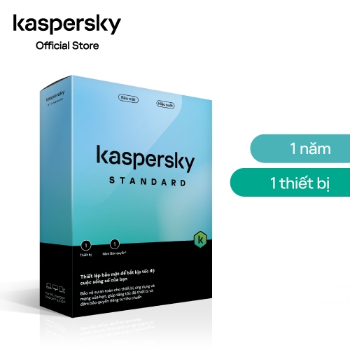  Phần mềm diệt virus Kaspersky Standard 1 Thiết bị/năm - Hàng chính hãng