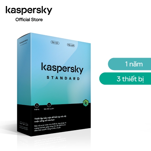 [Mã ICBFRI300 giảm 10% đơn 250K] Phần mềm diệt virus Kaspersky Standard 3 Thiết bị/năm - Hàng chính hãng