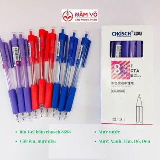 [CS8698] HỘP 12 Cây Bút Viết Gel Nước Bấm Chosch CS-8698/ CS 8698 Ngòi 0.5mm, Có Đệm Viết Êm Tay, Viết Êm, Mực Đều