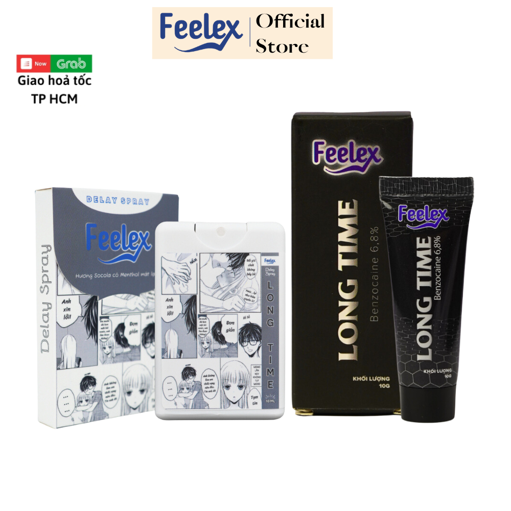 Combo kéo dài thời gian Gel bôi trơn Feelex Long Time 6,8% Benzocain và Gel bôi trơn quan hệ Feelex Long Time mát lạnh