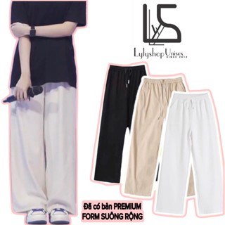 Quần ống rộng Lylyshop Unisex, quần dài cạp chun có dây rút điều chỉnh eo vải co dãn dày dặn mặc 4 mùa