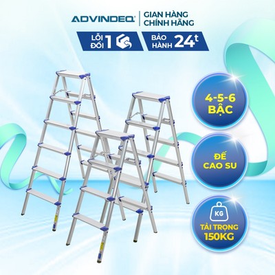 Thang nhôm gấp gọn chữ A ADVINDEQ ADL806 4 bậc - 5 bậc - 6 bậc - Tải trọng 150kg - Đế cao su