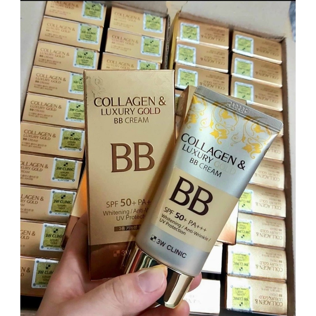 Kem Nền Trang Điểm Chống Nắng Collagen & Luxury Gold BB Cream SPF50 PA+++ 3W Clinic Hàn Quốc 50ml