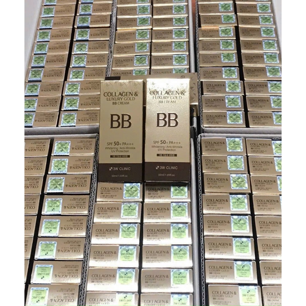Kem Nền Trang Điểm Chống Nắng Collagen & Luxury Gold BB Cream SPF50 PA+++ 3W Clinic Hàn Quốc 50ml