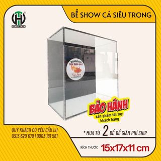 Keo Show cá mica siêu trong, Hồ Show cá Betta 2:1có thể show nằm & đứng 15x8x15, Bể Show cá Acrylic